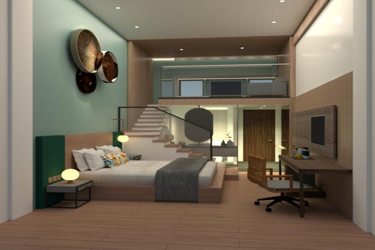 The Botanica Sanctuary Hotel Puncak Luaran gambar 3D rendering of a hotel room